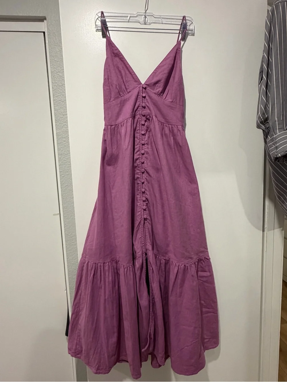 Abercrombie & Fitch Mauve Linen-Cotton Maxi Dress